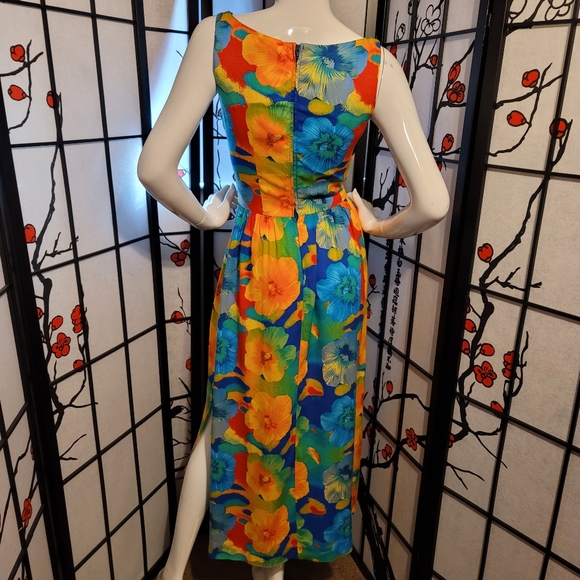 K.C. SPENCER NEW YORK  LADIES MAXI HAWAIIAN FLORAL DRESS/FRONT TIE SIZE 6 - Picture 7 of 16